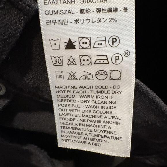 Levi’s Premium 724 High Rise Straight Jeans 28 Black Distressed Knee Hemmed 26” - Picture 15 of 16